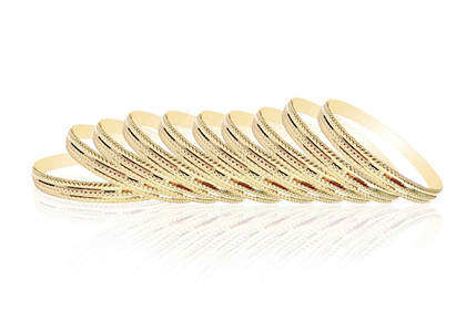 8mm Gold Layered High Polish Machine Cut Bangles